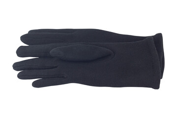 women's winter gloves, black gloves isolated from the background