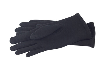 women's winter gloves, black gloves isolated from the background