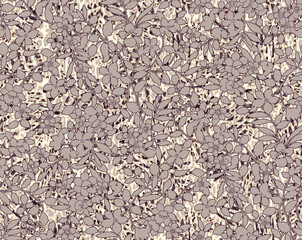 Seamless floral pattern - flower elements and leaves. Abstract romantic flowers; for fabric, fashion, wallpapers, postcards, greeting cards. Elegant textile pattern design.