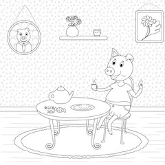 Coloring pages, coloring book, cute animal, for children