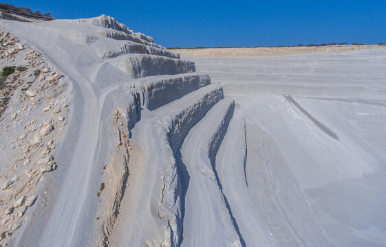 Aerial view of the terraces in the sand quarry