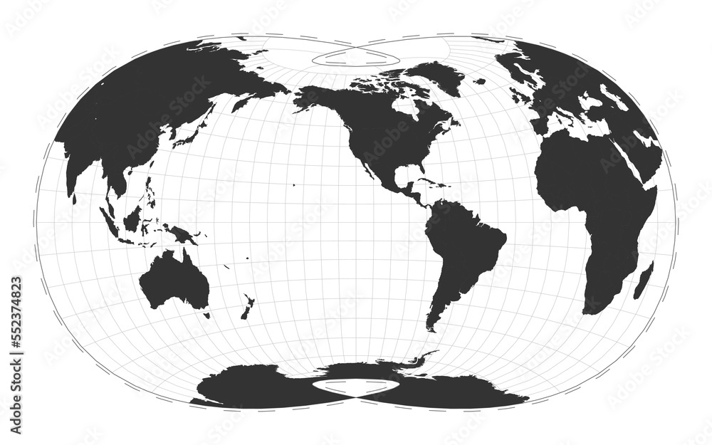 Poster vector world map. laskowski tri-optimal projection. plan world geographical map with latitude/longit
