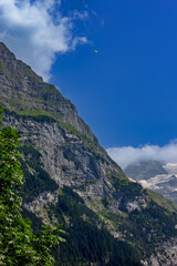 Fototapeta na wymiar View of the high mountain peak in Switzerland