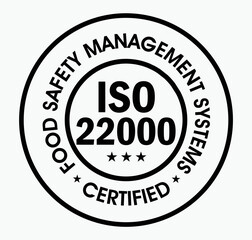 food safety management system certified, iso22000 vector icon