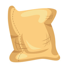 Bag of cereal grains cartoon illustration. Tied sack of flour, sugar, rice, wheat or rye with label isolated on white background. Agriculture, food concept