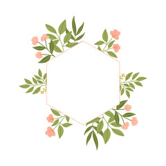 Floral frame. Botanical wreath with space for text.Floral botanical flower.Frame for wedding invitations, save the date or greeting cards.