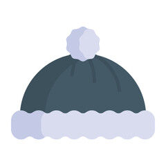 Winter cap vector design icon, winter beanie