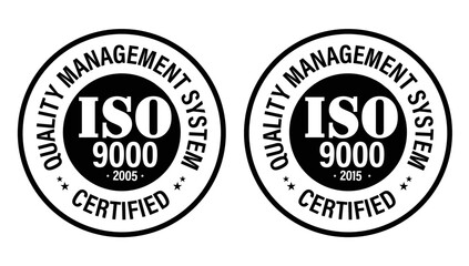 quality management system certified vector icon set. iso9000