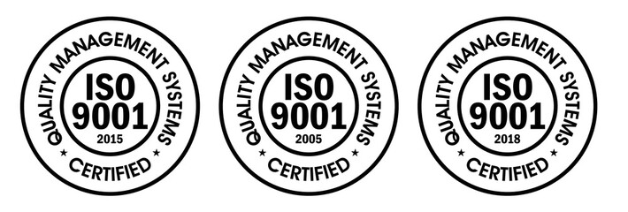 quality management system certified, ISO 9001 vector icon