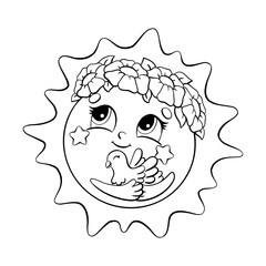 Coloring page for kids. Digital stamp. Cartoon style character. Vector illustration isolated on white background.