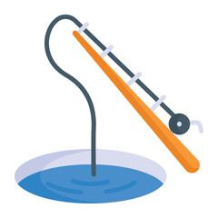 A beautiful vector icon of ice fishing in modern style