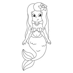 Coloring page for kids. Digital stamp. Cartoon style character. Isolated on white background. Vector illustration.