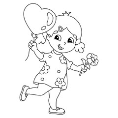 Coloring page for kids. Digital stamp. Cartoon style character. Isolated on white background. Vector illustration.