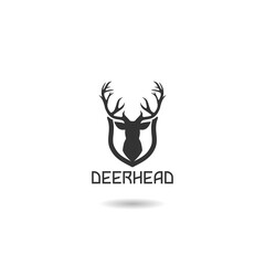 Head of deer on shield icon with shadow