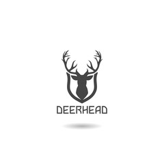 Head of deer on shield icon with shadow