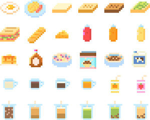 Set pixel foods and drinks