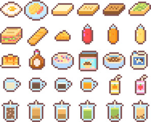 Set pixel foods and drinks
