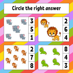 Circle the right answer. Education developing worksheet. Activity page with pictures. Game for children. Funny character. Cartoon style. Vector illustration.