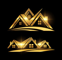 Golden Real Estate Logo Vector Icon