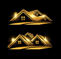 Golden Real Estate Logo Vector Icon