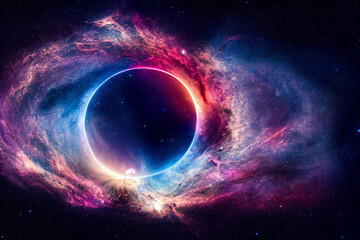 Obraz premium Abstract Illustration of Space vortex Background, The universe consists of stars, black hole, nebula, sprial galaxy, milky way, planet
