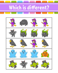 Which is different. Educational activity worksheet for kids and toddlers. Game for children. Vector illustration.