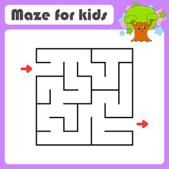 Abstract maze. Game for kids. Puzzle for children. cartoon style. Labyrinth conundrum. Color vector illustration. Find the right path. Cute character.