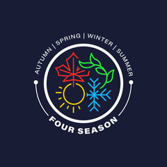 Four season weather icon logo vector. Abstract spring, summer, winter, autumn symbol design concept