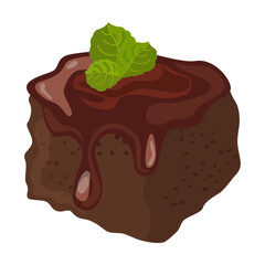 Chocolate dessert. Vector illustration of sweet food and snacks. Cartoon chocolate cake isolated on white. Confectionery, pastry shop menu concept