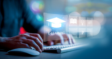 Education Distance E-learning Online Learning Personal development concept. Digital courses to...