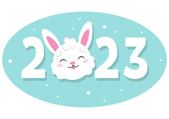 Cartoon character christmas rabbit. Colorful vector illustration. Isolated on color background. Design element. Template for your design, books, stickers, cards.