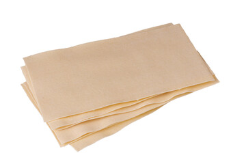 pile of sheets of raw dough for lasagna isolated on white