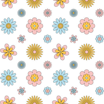seamless pattern of multi-colored flowers