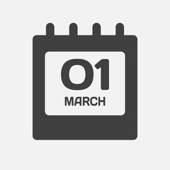 Icon page calendar day - 1 March