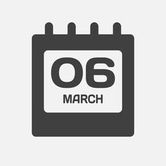 Icon page calendar day - 6 March