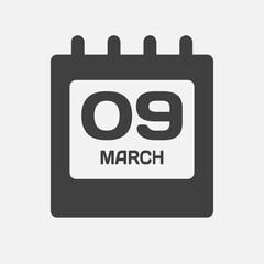 Icon page calendar day - 9 March