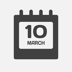 Icon page calendar day - 10 March