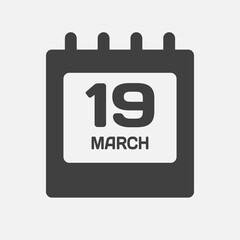 Icon page calendar day - 19 March