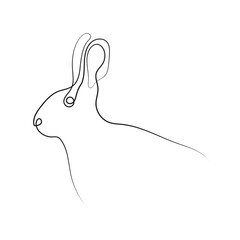 Obraz premium Line art of Wild hare. Modern outline drawing bunny. Easter wrapping, Christmas greeting, invitations, postcards and other projects. Outline Rabbit