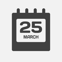 Icon page calendar day - 25 March