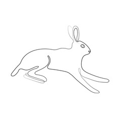 Line art of Wild hare. Modern outline drawing bunny. Easter wrapping, Christmas greeting, invitations, postcards and other projects. Outline Rabbit