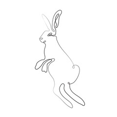 Line art of Wild hare. Modern outline drawing bunny. Easter wrapping, Christmas greeting, invitations, postcards and other projects. Outline Rabbit