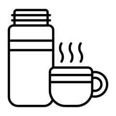 Tea cup and thermos vector icon in trendy style