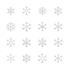 Snowflake icons collection style. 3d render illustration.