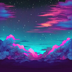 Obraz na płótnie Canvas colored night sky scene with many stars created by generative ai