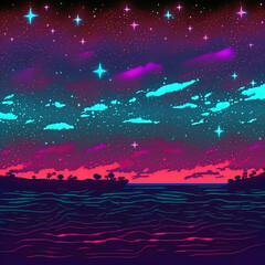 Obraz na płótnie Canvas colored night sky scene with many stars created by generative ai