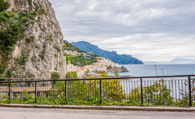 Viewpoint landscape Amalfi Coast peninsula. Italy