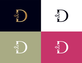 amazing luxury crown beauty logo letter D