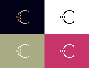 amazing luxury crown beauty logo letter C
