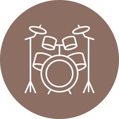 Drum Kit Multicolor Circle Line Inverted Icon